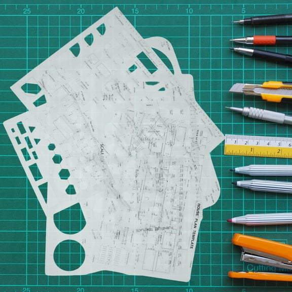 OUNONA 6Pcs Versatile Plastic Drafting Rulers with Geometric Shapes for Drawing Painting and Architecture