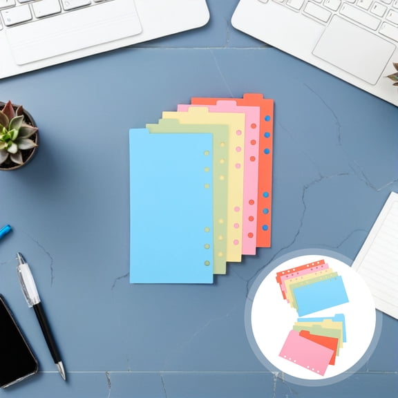 OUNONA 6Set Folder Section Dividers with Tabs for Loose Leaf 6 Ring Binders Assorted Colors