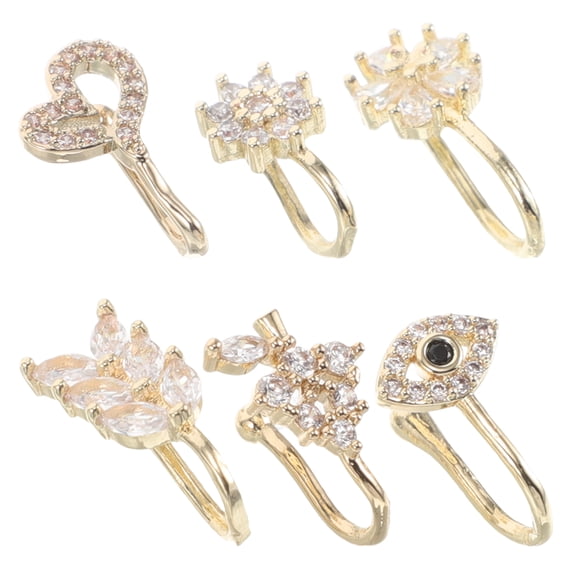 OUNONA 6pcs Adjustable U-Shaped Non-Piercing Nose Clips Nose Cuffs Clip-On Fake Nose for Women and Men