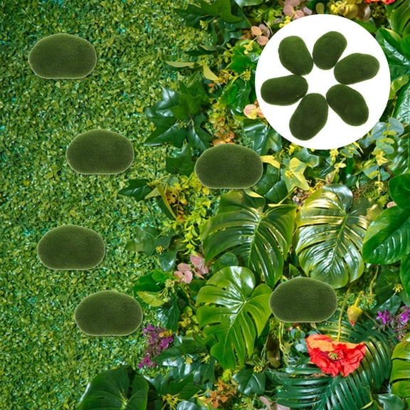 OUNONA 6pcs Artificial Moss Stone for DIY Terrarium Props Fake Moss Rock Ornament