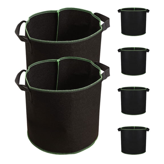 OUNONA 6pcs Breathability Grow Bags for Plants Nonwoven Fabric Black Round Planter