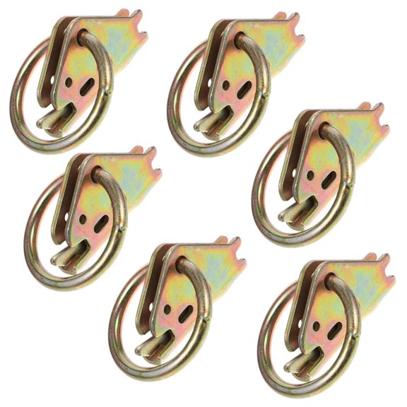 OUNONA 6pcs D Ring Cargo Tie Down Anchors Steel Golden For Trailer Transportation