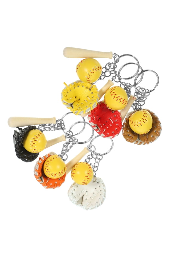 6-Pack Softball and Baseball Decorative Keychains, Hanging Sports Key for Fans and