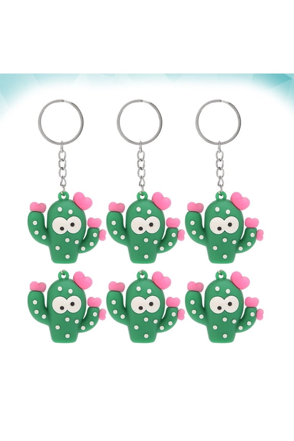 6-Pack Cute Cactus Keychains Key Holders Stylish Key Fun Key Decorations Small Gifts for Girls and Kids