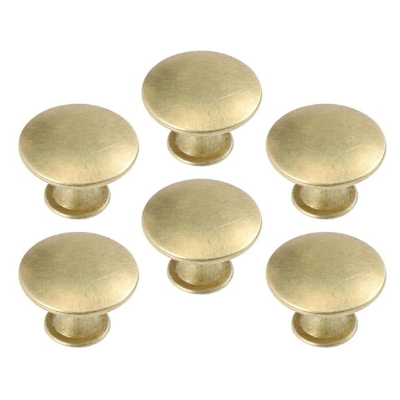 OUNONA 6pcs Gold Round Drawer Pulls Handle Vintage Dresser Knobs Antique Cabinet Door Knobs Kitchen Cabinet Handles Decorative Hardware for Furniture