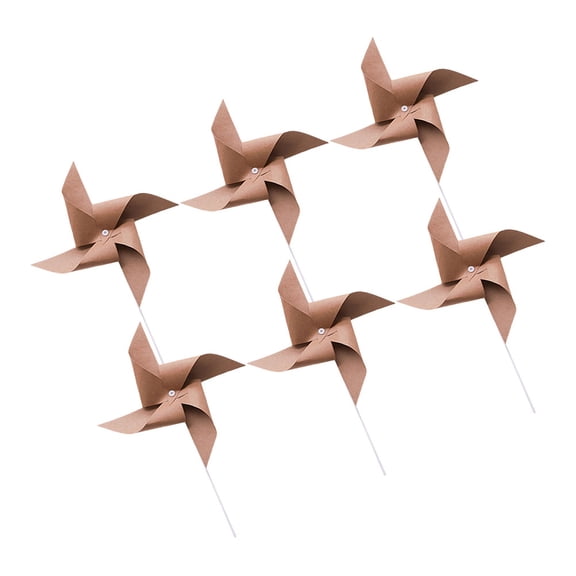 OUNONA 6pcs Handheld Windmill Decor Birthday Party Retro Paper Pinwheel For Picnic Outdoor Activities Party Photo Props