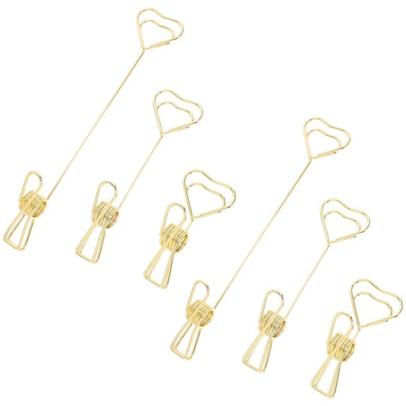 OUNONA 6pcs Heart Metal Memo Clip Holder Stand Desktop Card Holder For Cards Memos Desk Organizer For Office Home And Parties