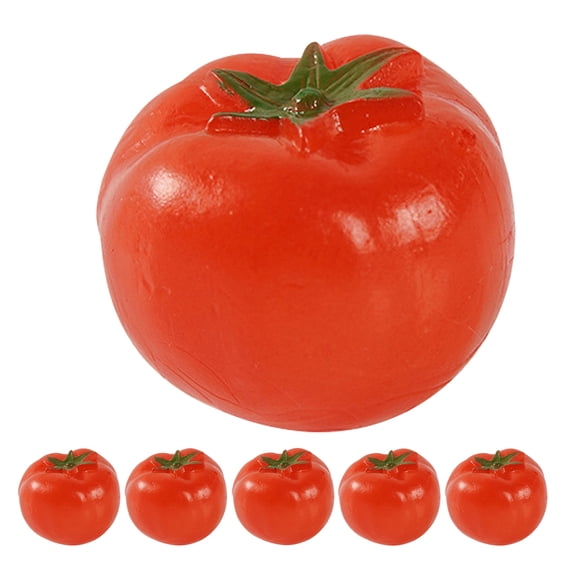 OUNONA 6pcs Lifelike Fake Cherry Tomato Models PVC Artificial Vegetable Decoration for Home Red