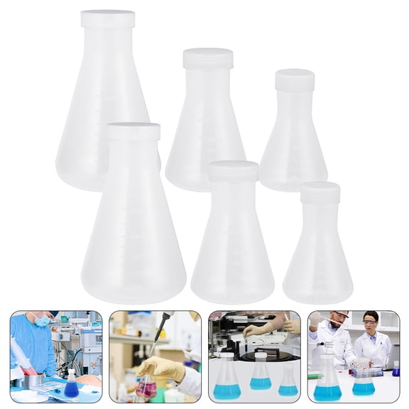 OUNONA 6pcs Plastic Flask Conical Flask For Laboratory Students Experiment Chemistry