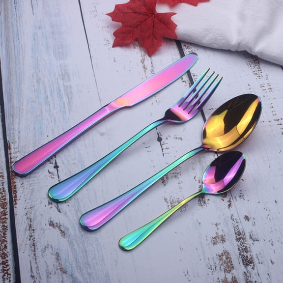 OUNONA 6pcs Stainless Steel Dinner Forks with 4 Teeth for Home Kitchen Use