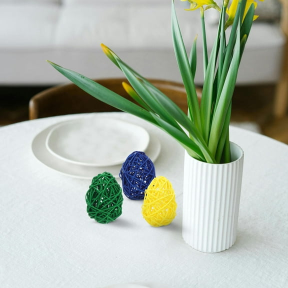 OUNONA 6pcs Textured Orbs Rattan Wicker Balls Easter Egg Wicker Balls Decorative Rattan Balls Handmade Wicker Balls for Home Decor Seasonal Decorations