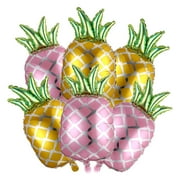 OUNONA 6pcs in 1 Set Hawaiian Party Decoration Pineapple Balloons Aluminum Foil Balloons Party Layout Supply