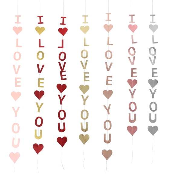 NUOLUX 7Pcs Wedding Decorations Assorted Color Balloon Hanging Banner for Window Wall and Front Door