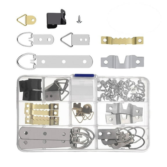 CATIEBYE Plastic Photo Frame Hook Set, Assorted Colors, 76 Pieces Picture Hanging Hardware for Wall Decor