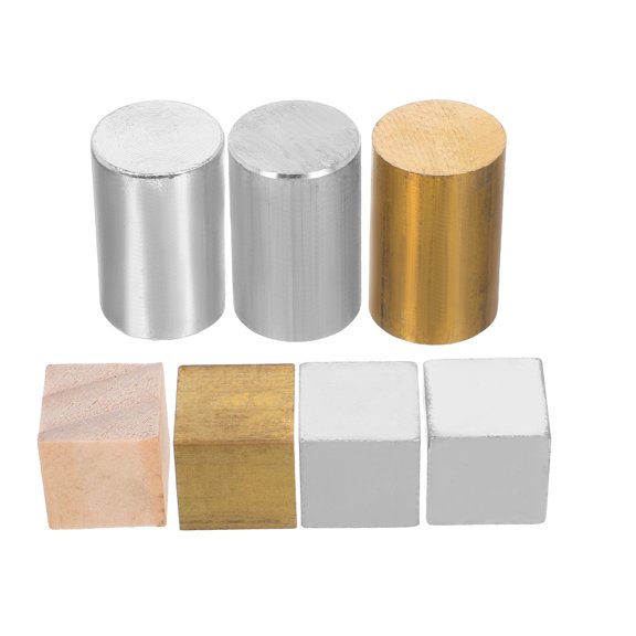 OUNONA 7Pcs Assorted Color Metal Density Cube Block and Cylinder Set for Scientific Chemistry Lab Equipment