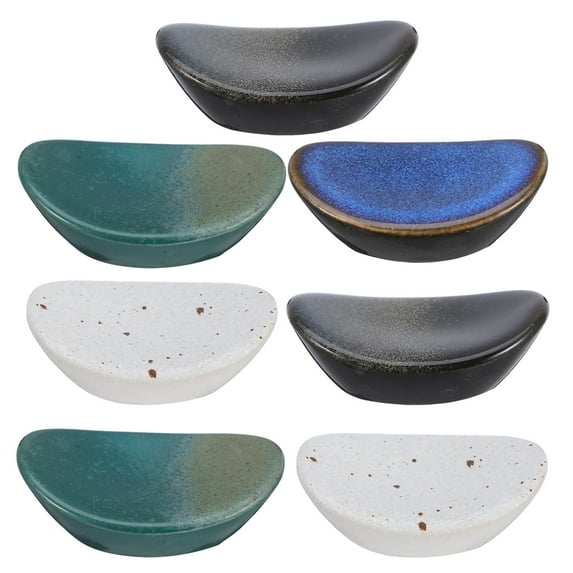 OUNONA Ceramic Chopstick Holder Assorted Colors Home Tableware Japanese Style 7Pcs