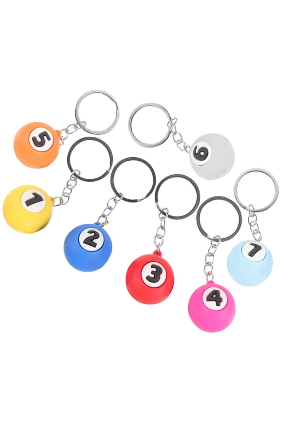 7Pcs Pool Ball Keychains Metal Keychain Set Decorative Hanging Ornaments for Backpack Accessories