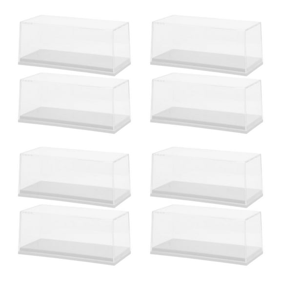 OUNONA 8 PCS  Acrylic Display Case with Base Clear Display Box Showcase Acrylic Box for Collectibles 1 64 Model Car