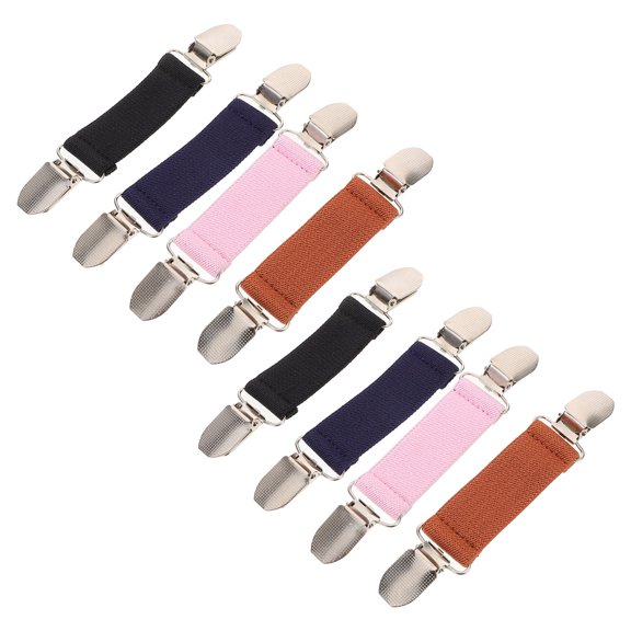 OUNONA 8 Pack Anti Lost Mitten Clips for Gloves with Elastic Straps in Assorted Colors Durable Polyester and Iron Clip for Kids