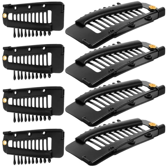 OUNONA 8 Pcs Curly Snap Hair Clips 3.00X1.70X0.40CM Black