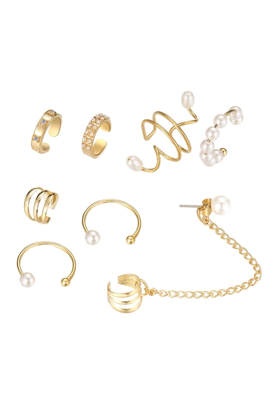 8-Piece Non-Piercing Ear Cuffs and Clips Set, Stylish Unisex Fashion Jewelry Accessories for Women and Men