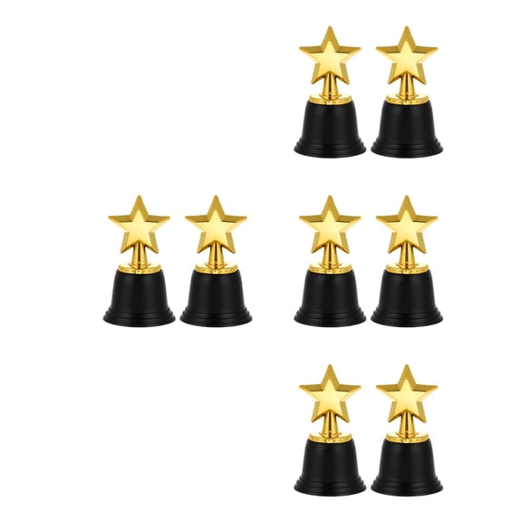 OUNONA 8 pcs Plastic Trophies Star Trophy Prizes For Kids Plastic Gold Small Trophy Multi-Function Trophy Competition Supply Sports Props Early Learning Trophies Winner Trophies