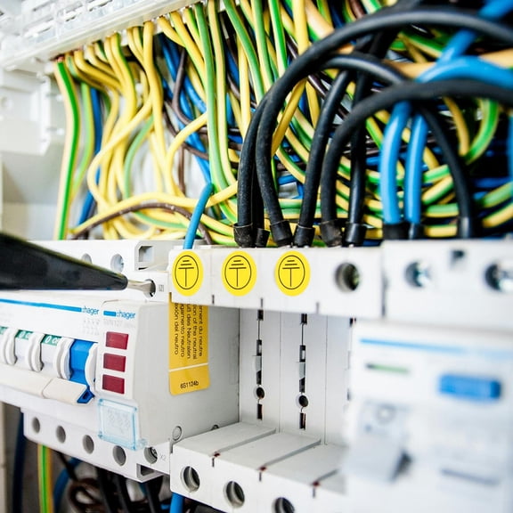 OUNONA 800Pcs Electrical Grounding Stickers Yellow Circular Warning Label Stickers