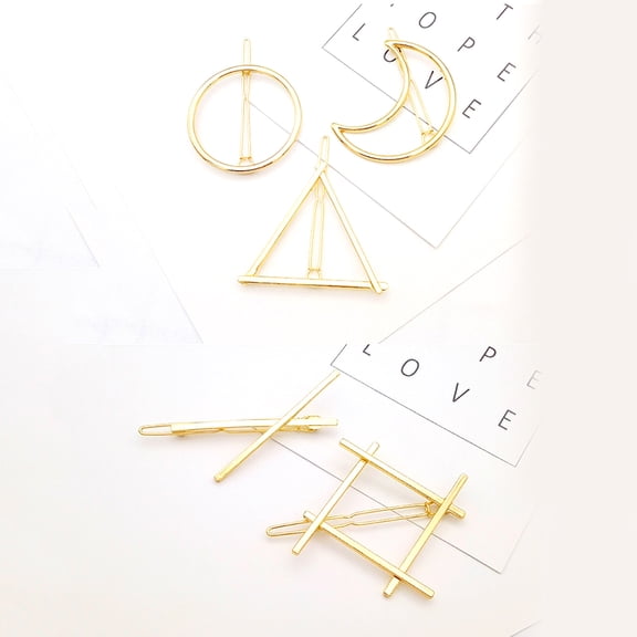 OUNONA 8PCS Metal Hair Clips Decorative Barrettes Moon Shape Hairstyle Accessory for Women and Girls Assorted Color