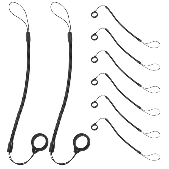 OUNONA 8Pcs Retractable Stylus Pen Lanyard Black with Anti Loss Spring Rope