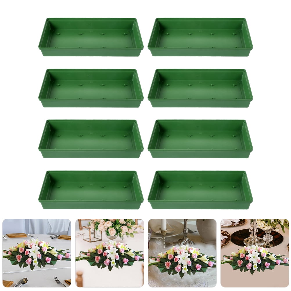 OUNONA 8-Piece Green Plastic Round Flower Arrangement Plate Bases for Floral Design, Gardening Supplies, and Elegant Support