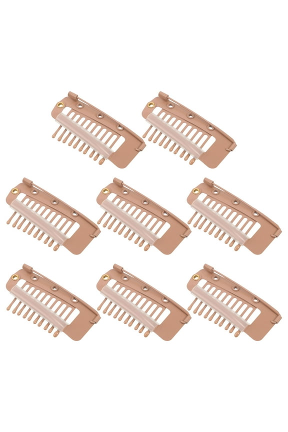 8Pcs Hair Extension Clip Tools Light Brown Metal Snap Clips for Hat and Beret Fixing Accessories