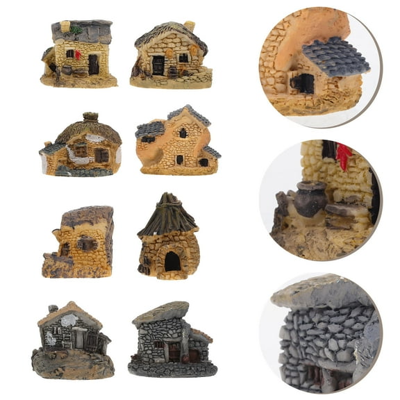 OUNONA 8Pcs Micro Landscape House Assorted Color Square Shape Home Decoration