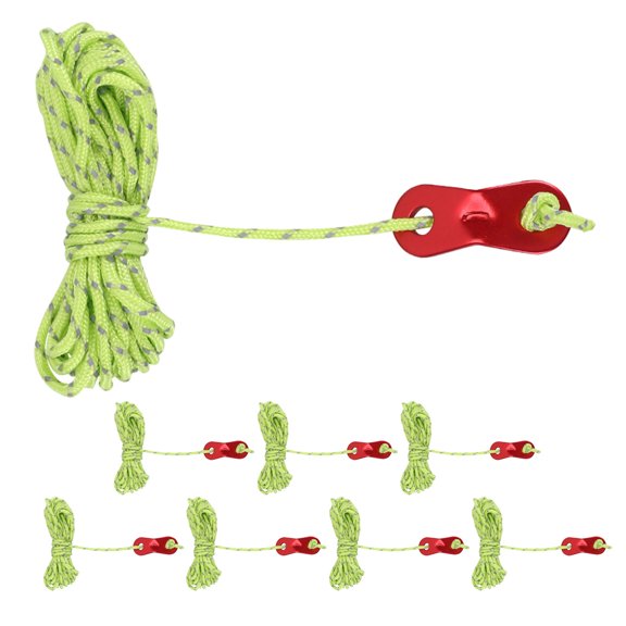 OUNONA 8Pcs Outdoor Camping Guy Lines Reflective Nylon Rope with Quick Buckle Green for Tents