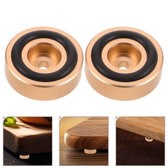 OUNONA 8Pcs Plated Gold Cutting Board Riser Legs with Nonslip Rubber Pads for Home Use and Enhanced Stability