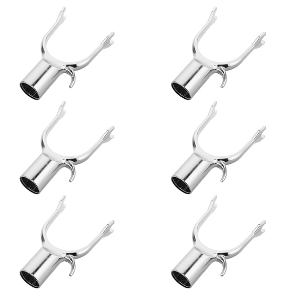 OUNONA 8Pcs Plated Silver Utility Hooks for Closet Pole Replacement Long Shaped Metal Hooks