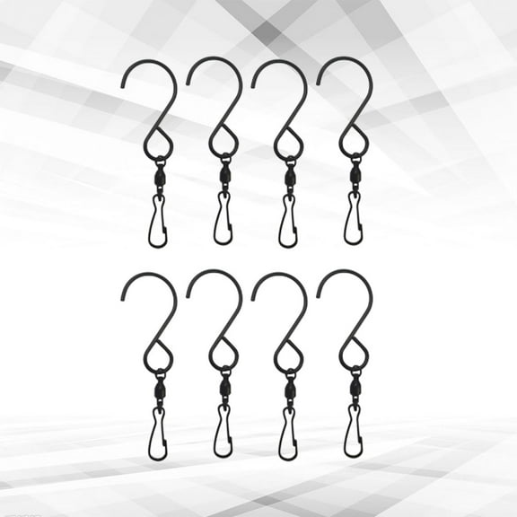 OUNONA 8Pcs Portable Black Hat Holder Hook Heavy Duty 360 Degree Rotating Wind Bell Storage