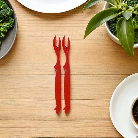 OUNONA Plastic Crab Forks Red for Efficient Crab Shell Cracking and Dining