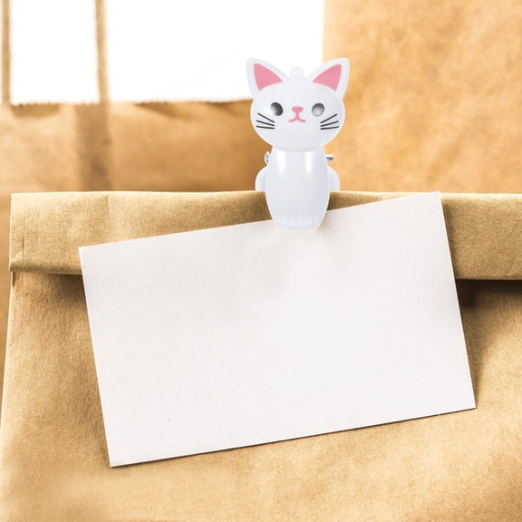 OUNONA 8Pcs Reusable White Cute Cat Clips for Food Bag Sealing and Household Organization