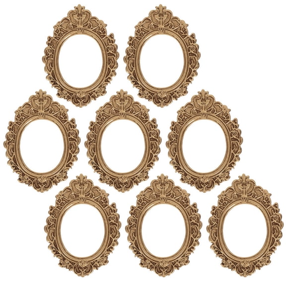 OUNONA 8Pcs Small Golden Picture Frames for Display Lightweight Vintage Style Photo Props