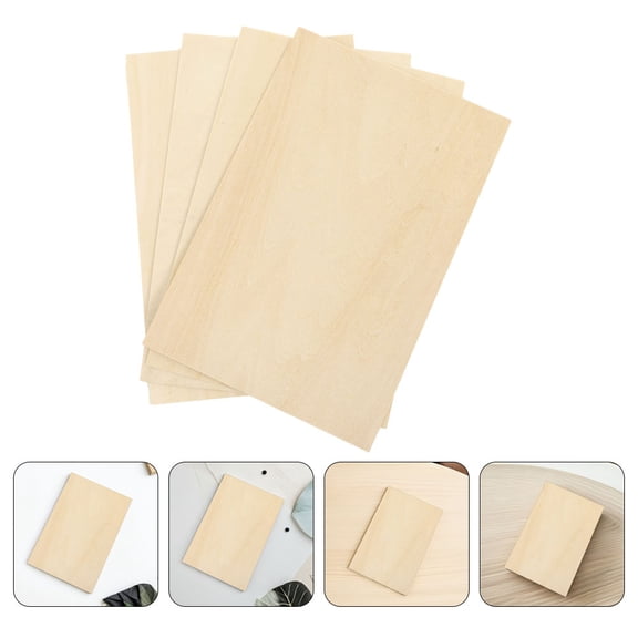 OUNONA Beige Birch Rectangular Wood Sheets Ultra Thin Natural Texture for DIY Crafts 8Pcs