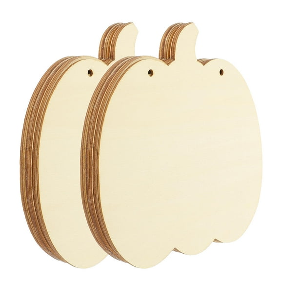 OUNONA Pumpkin Wood Chips Beige Blank for Decorative Ornaments 8Pcs