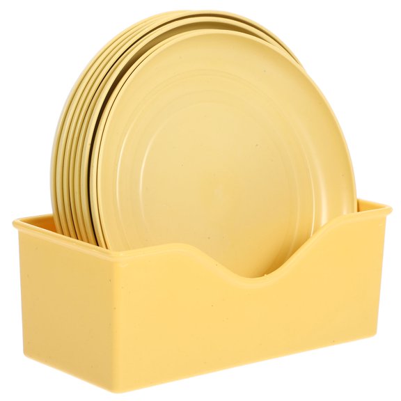 OUNONA 8Pcs Yellow Cat Water and Food Bowls Plastic Plates for Indoor Cats Enhancing Feeding Posture