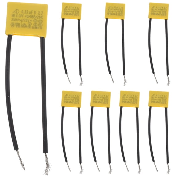 OUNONA Yellow Plastic Safety Capacitors with Wire and Protective Casing, 275V Rated Voltage for Electrical Device Compliance