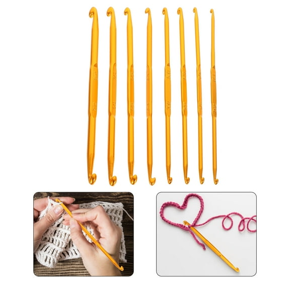 Homoyoyo Homobabe 8-Piece Golden Alloy Crochet Hooks Set for Knitting and Crochet Crafts