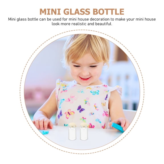OUNONA Mini Glass Storage Bottles for Collectors, Small House Style Display Jars for Models and Crafts
