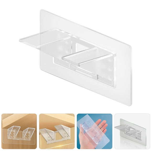 OUNONA 8pcs Punch Free Cupboard Shelf Supports Holders Adhesive Support Bracket Pegs