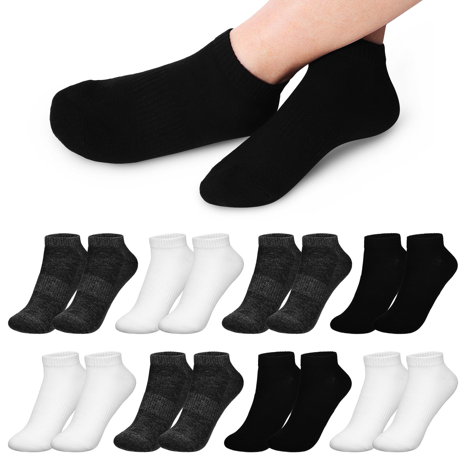 OUNONA 9 Pairs Men Ankle Socks Sports Running No Show Low Cut Cotton Socks for Hiking Cycling