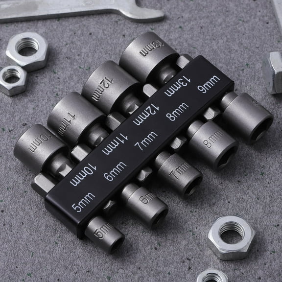 OUNONA 9 Pcs Black Deep Socket Nut Driver Set for Use in Professional Machine Repair
