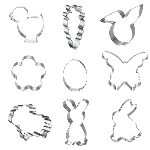 OUNONA 9-Piece Stainless Steel Cookie Baking Set for Home Baking Activities and Kitchen Use