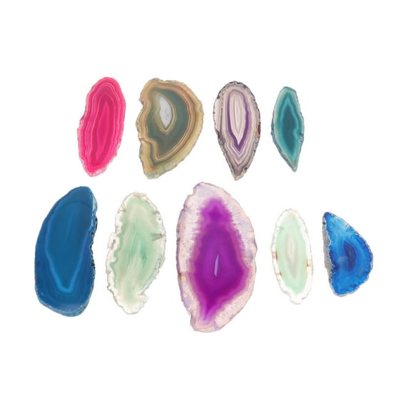 OUNONA 9-Piece Natural Colorful Agate Slice Set for Wind Chimes, Pendants, Jewelry Making, and Sweater Chain Accessories